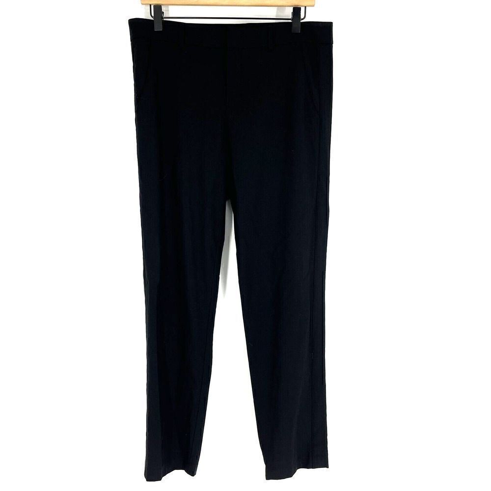 Vince Pants Size 8 Womens Black Side Strapping Wool Blend Straight Leg Trousers